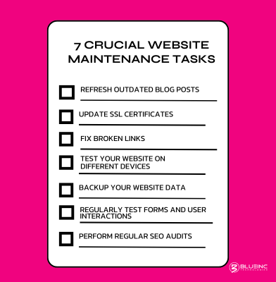 Discover 7 essential and crucial website maintenance tasks to ensure your website stays secure, performs well, and offers a seamless user experience. Keep your site updated with content management, SEO optimization, and regular security checks.