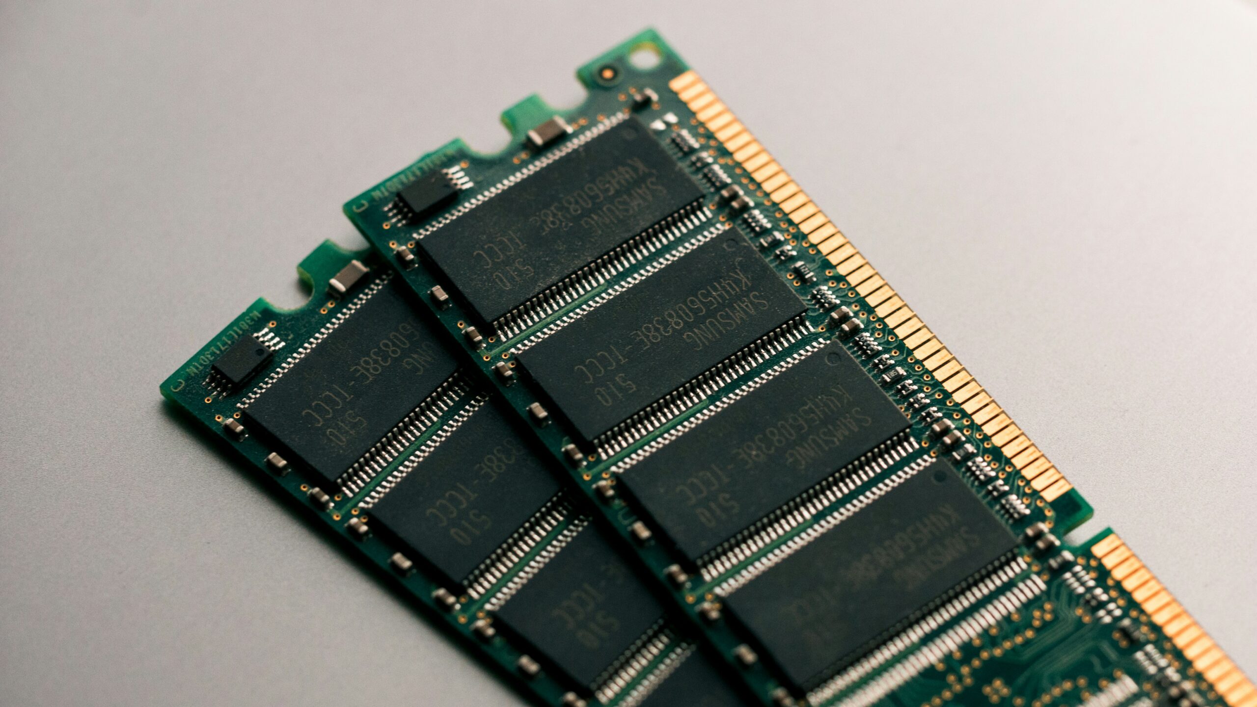 A pair of RAM modules. On top of each other.